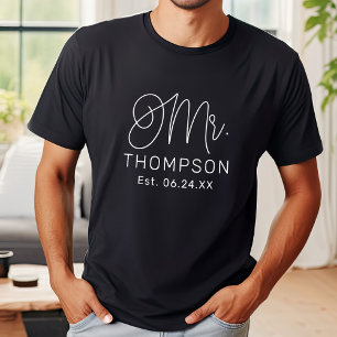 Herr White Modern Script Custom Wedding T-Shirt