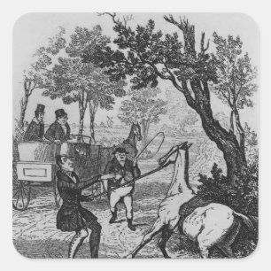 Herr Winkle und Herr Pickwick versuchen Kontrolle Quadratischer Aufkleber