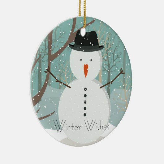 Herr Winter wünscht Snowman Ornament Round (Rechts)