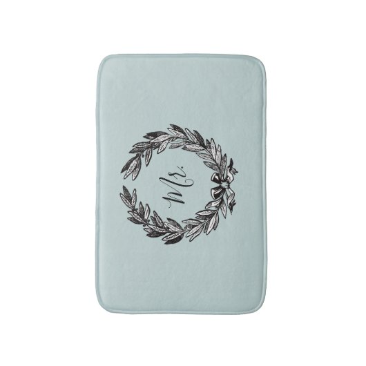 Herr Wreath Turquoise Bath Mat Badematte (Vorderseite Vertikal)