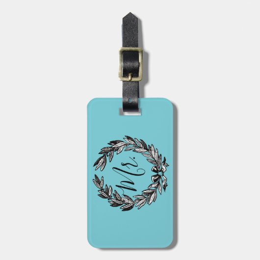 Herr Wreath Turquoise Gepäckanhänger (Vorderseite vertikal)