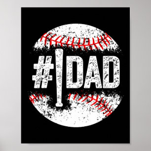 Herren 1 Vater Baseball Nummer Eins Daddy Sohn Bas Poster