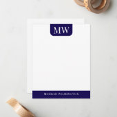 Herren 2 Initialen Professional Navyblau Mitteilungskarte (Vorderseite/Rückseite Beispiel)