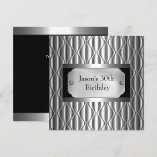 Herren 30th Metal Chrome Schwarz Weiß Stil Silber Einladung