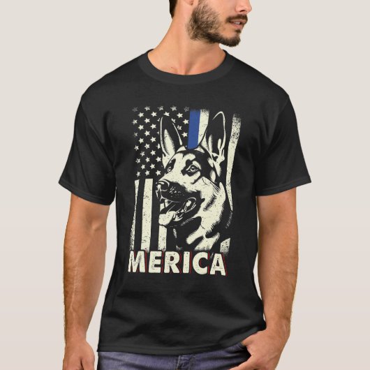 Herren 4. Juli Deutscher Schäferhund Merica Ameri T-Shirt (Vorderseite)