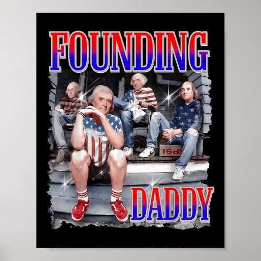 Herren 4. Juli-Shirt Founding Daddy George Washi Poster (Vorne)