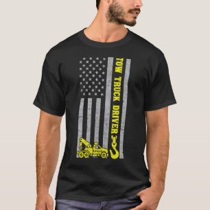 Herren Abschleppwagenfahrer Haken Kette Flagge Ame T-Shirt
