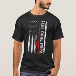Herren Amerikanische Flagge Angelrolle Cool Papa 4 T-Shirt