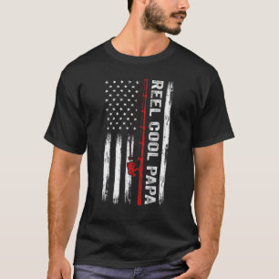 Herren Amerikanische Flagge Angelrolle Cool Papa V T-Shirt