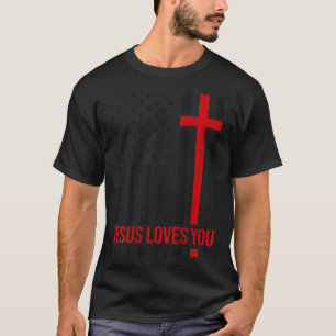 Herren Amerikanische Flagge Jesus liebt dich Chris T-Shirt