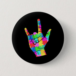 Herren Autismussensibilisierung Gebärdensprachenge Button
