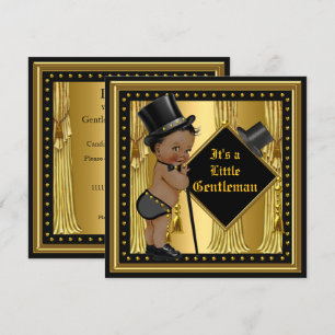 Herren-Babyparty Junge Gold Schwarz Ethnisch Einladung