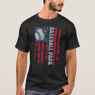 Herren Baseball Papa USA Flagge Coach Vatertag 202 T-Shirt