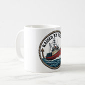 Herren Basic "Raised by the Tide" Grafik T-Shirt Kaffeetasse (Vorderseite Links)