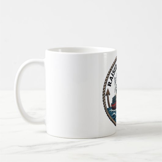 Herren Basic "Raised by the Tide" Grafik T-Shirt Kaffeetasse (Links)