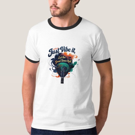 Herren Basic Ringerr-Shirt mit Gitarrenkunst T-Shirt (Vorderseite)