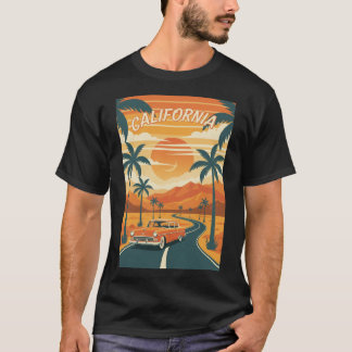 Herren Basic T-Shirt Retro Kalifornien Reiseplakat
