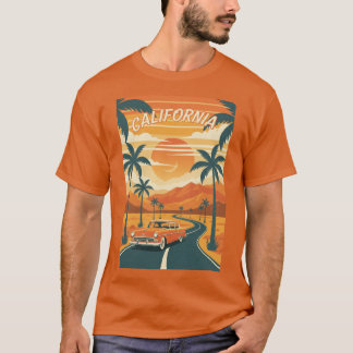 Herren Basic T-ShirtRetro Kalifornien Reiseplakat T-Shirt