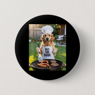 Herren Bbq Barbecue Hausmeister Der Koch Hund Papa Button