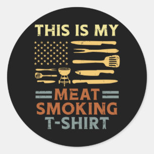 Herren Bbq Fleisch Räuchern Shirt Flagge Barbecue Runder Aufkleber