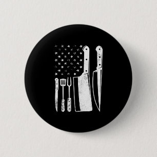 Herren BBQ USA-Flagge patriotischer 4. Juli Meiste Button