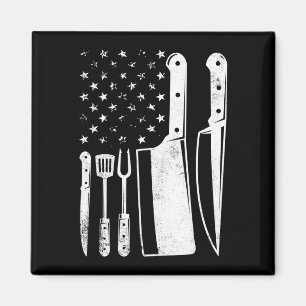 Herren BBQ USA-Flagge patriotischer Fourth of July Magnet