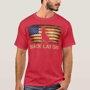 Herren Black Lab Dad Vintage Amerikanische Flagge T-Shirt