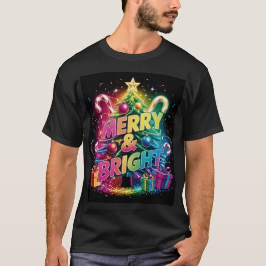 Herren Bright & Bold Neon Weihnachtsferien Vibes T-Shirt (Vorderseite)