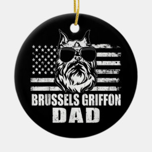 Herren Brüssel-Griffon Papa Cool Vintage Retro Keramik Ornament