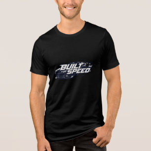 Herren-Built-for-Speed-Schwarzes-Rennsport-Auto-T- Tri-Blend Shirt