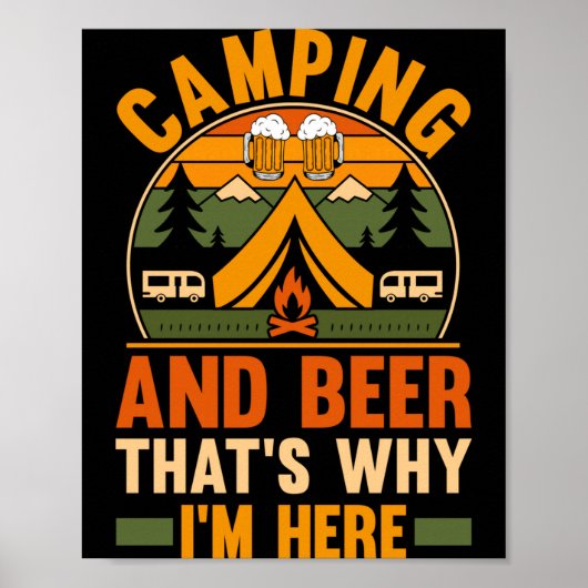 Herren Camping Bier Camp Leben Wald Camper Poster (Vorne)