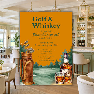 Herren Chic Golf und Whiskey-Thema 60. Geburtstag Einladung