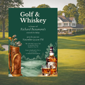 Herren Chic Golf und Whiskey-Thema 60. Geburtstag Einladung
