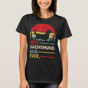 Herren Dachshund Langhaariger Best Dad Ever Hund V T-Shirt
