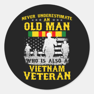 Herren Dad Opa Vietnam Veteran Vintage T-Shirt Män Runder Aufkleber