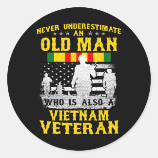 Herren Dad Opa Vietnam Veteran Vintage T-Shirt Män Runder Aufkleber