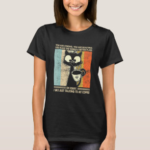 Herren Damen Schwarze Katze Kaffee Vintage Hallowe T-Shirt
