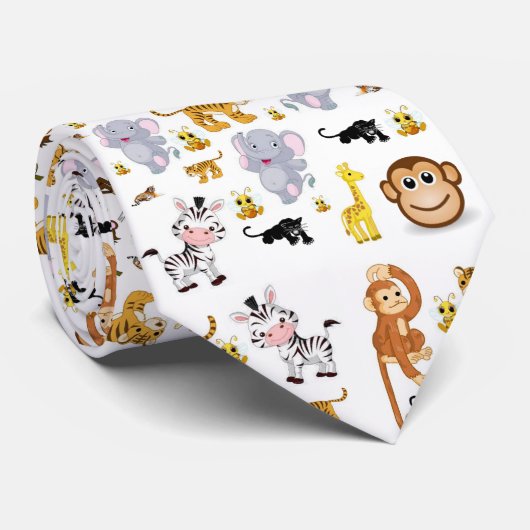 Herren Designer Affe Tiger Elefant Krawatte (Gerollt)