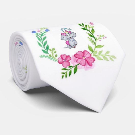 Herren Designer Blumen Elefant Krawatte (Gerollt)