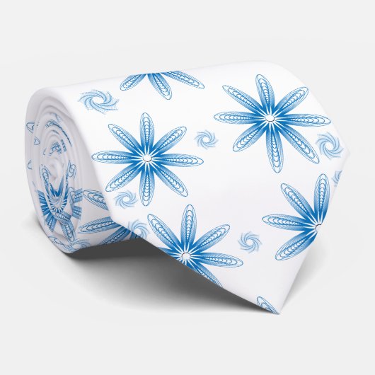 Herren Designer Krawatten Blau Blumenmuster (Gerollt)