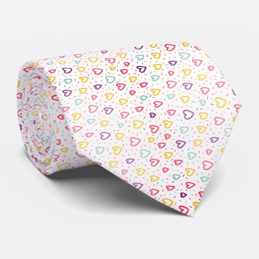 Herren Designer Krawatten Bunte Herzen (Gerollt)