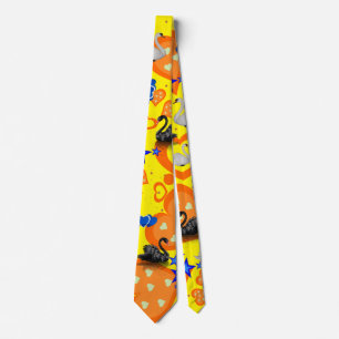 Herren Designer Krawatten Gelb Orange Herzen Schwä