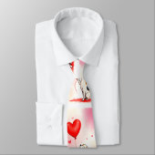 Herren Designer Krawatten Hund rote Herzen (Gebunden)