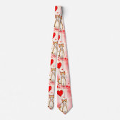 Herren Designer Krawatten Katze Rote Herzen (Rückseite)