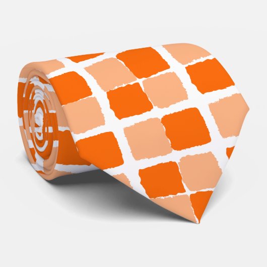 Herren Designer Krawatten Orange Quadrate (Gerollt)