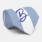 Herren Designer Krawatten Stylisch Blau & Weiß ges (Gerollt)