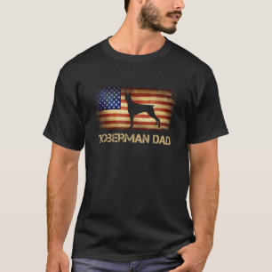 Herren Doberman Dad Vintage Amerikanische Flagge P T-Shirt