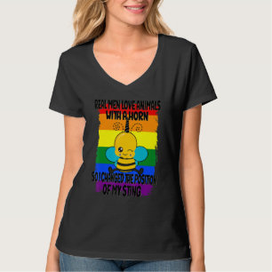 Herren Echt Männer Stolz LGBTQ Bienen Lustig Schwu T-Shirt