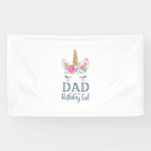 Herren Einhorn Dad of the Birthday Girl passendes Banner