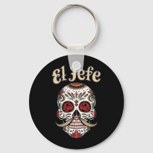 Herren El Jefe Zucker-Schädel Dia De Los Muertos S Schlüsselanhänger